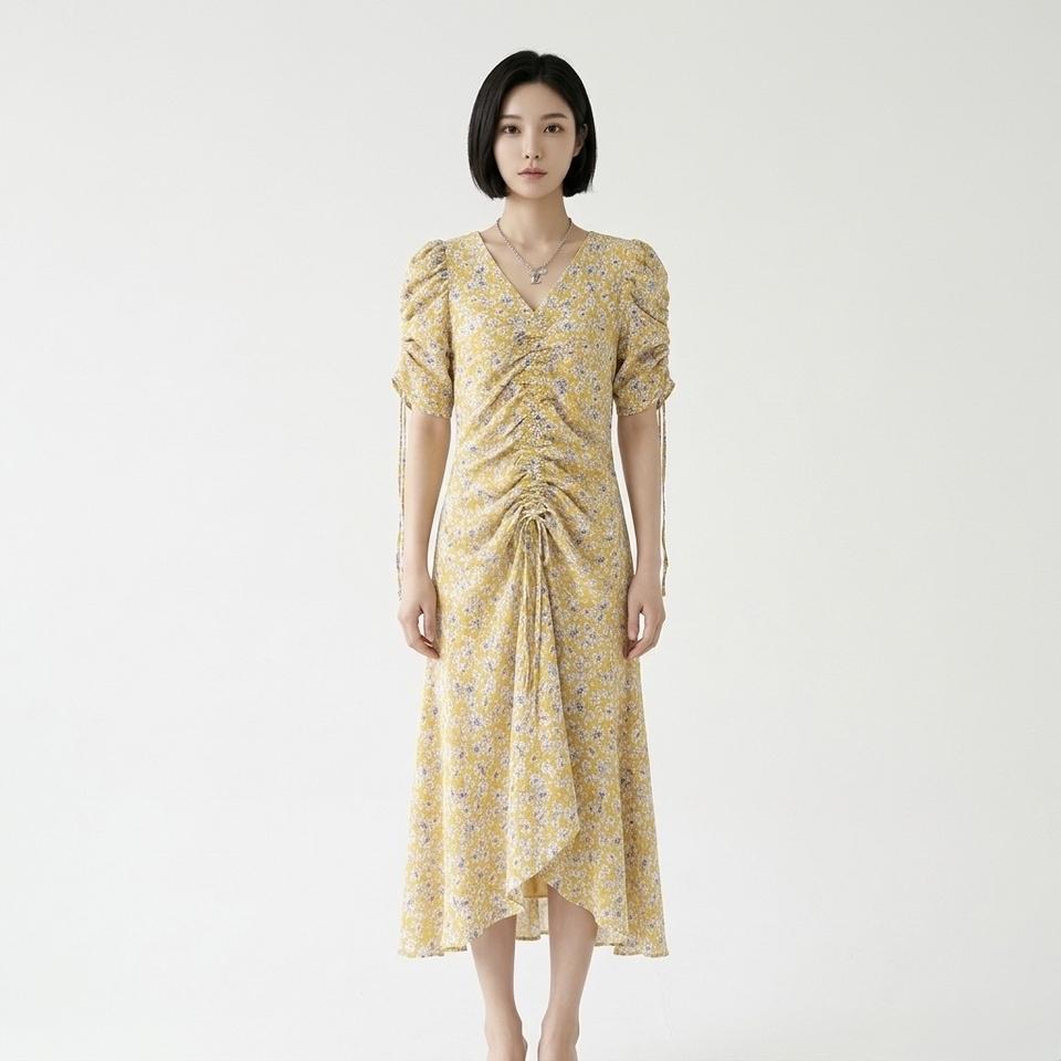 노랑 셔링원피스