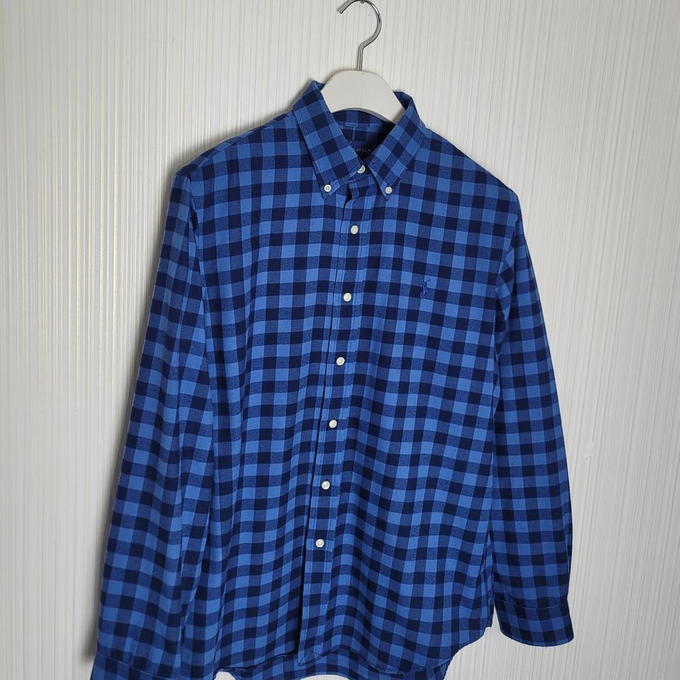 M 폴로 보더체크 플란넬 셔츠 블루 퍼포먼스 랄프로렌
