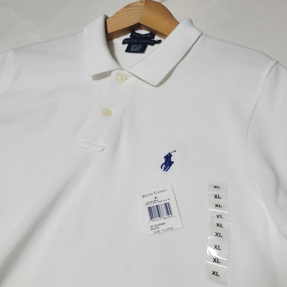 여성XL 폴로 반팔카라티 화이트 랄프로렌 스키니폴로피케