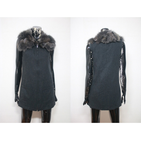 (55) 맥신디 디자인 뉴욕 여우털 모직 롱베스트 (사이즈 55)