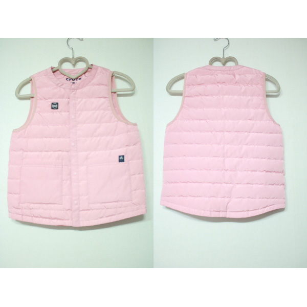 (130) 크록스 연핑크 아동 경량 오리털 조끼 (사이즈 130)