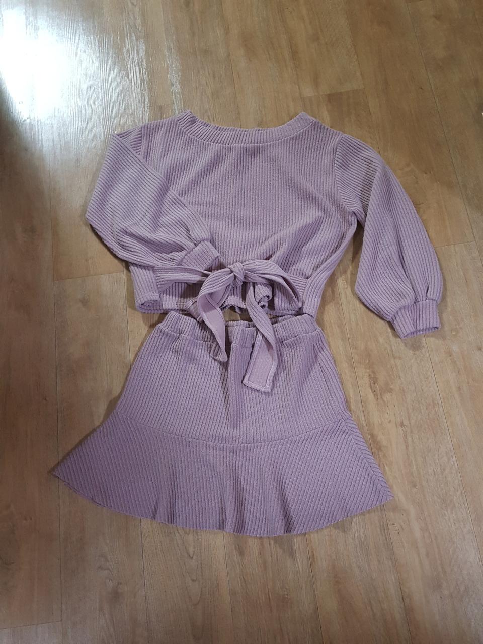 여성 니트 티셔츠+스커트 셋업