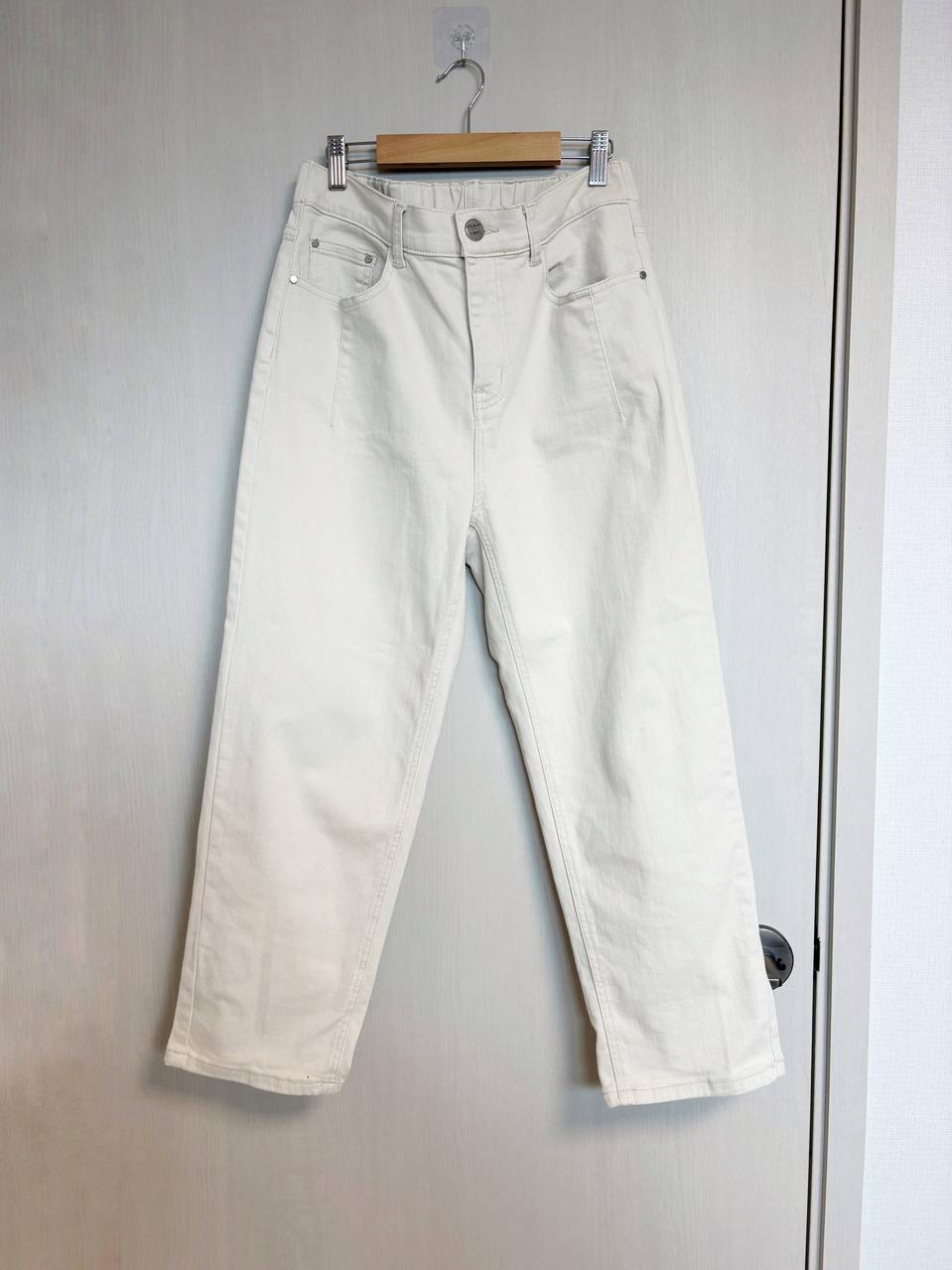 베네통 아이보리 코튼팬츠