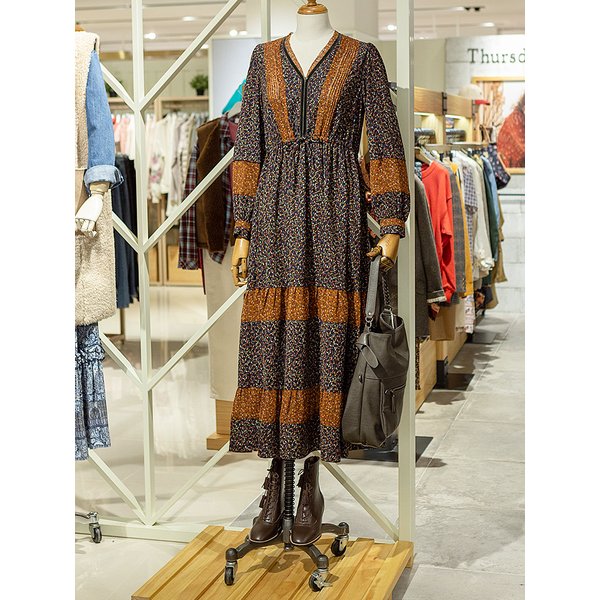 THURSDAY ISLAND 패턴 믹스 맥시 원피스