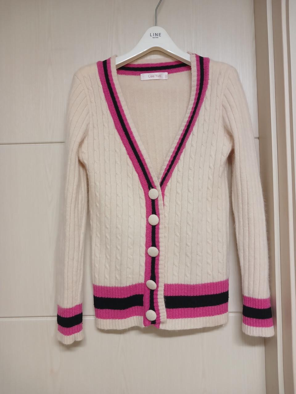 1회착용) 배색이 깔끔한 봄니트 가디건