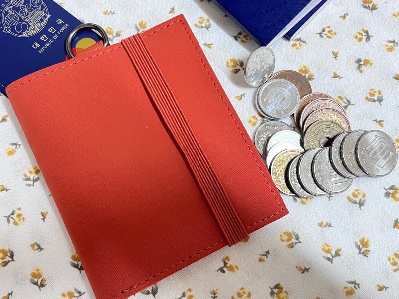 무지 무인양품 폴리에스테르 오렌지색 여행용 지갑