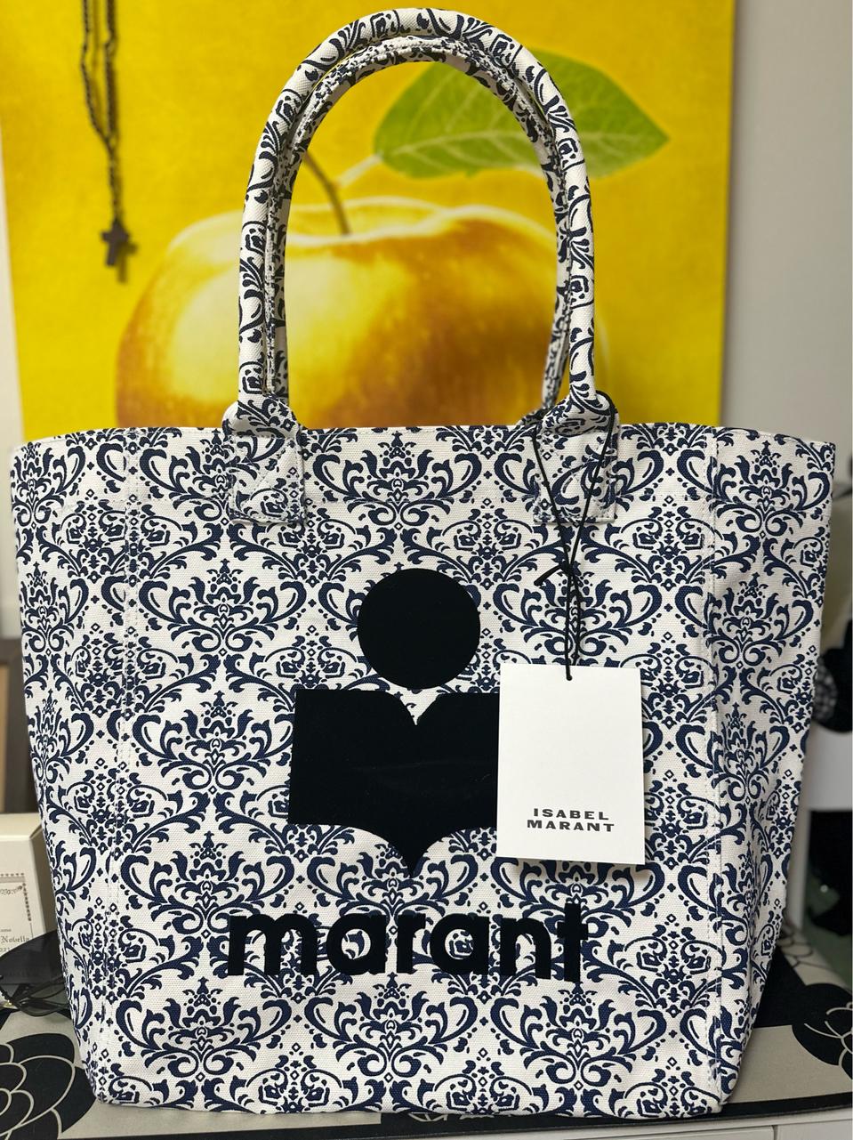 이자벨마랑벨벳 프린트 토트백 네이비유럽한정판
