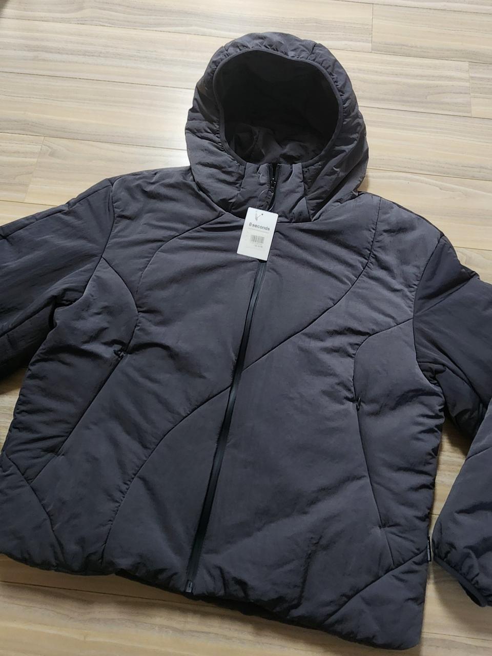 에잇세컨즈후드절개경량패딩점퍼차콜L