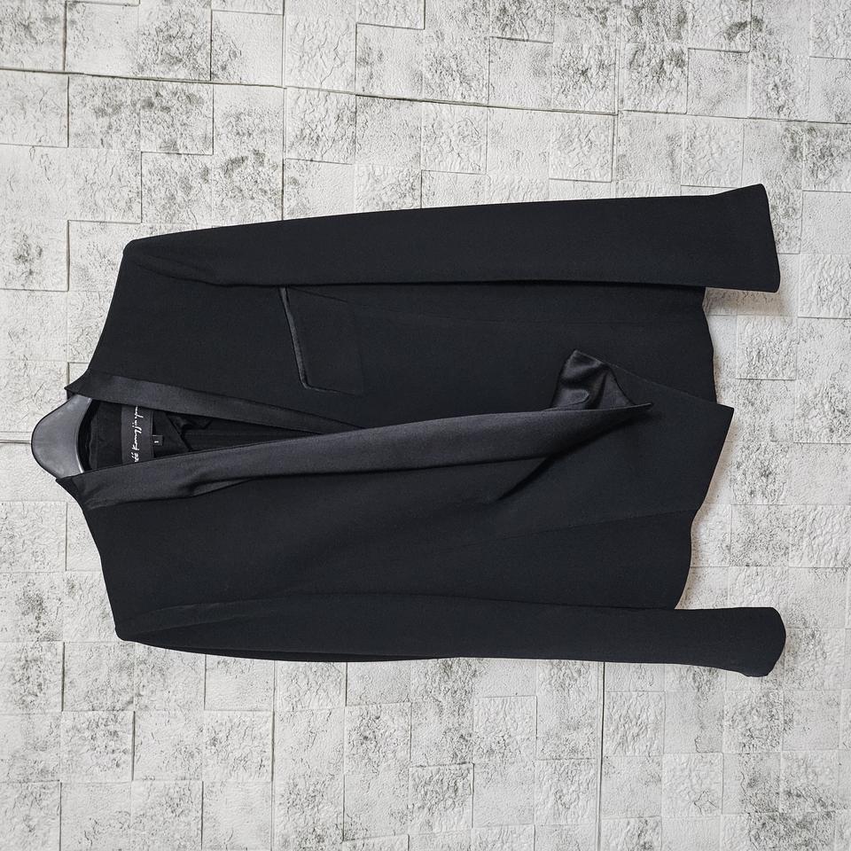 오브제 실크배색 블랙 자켓