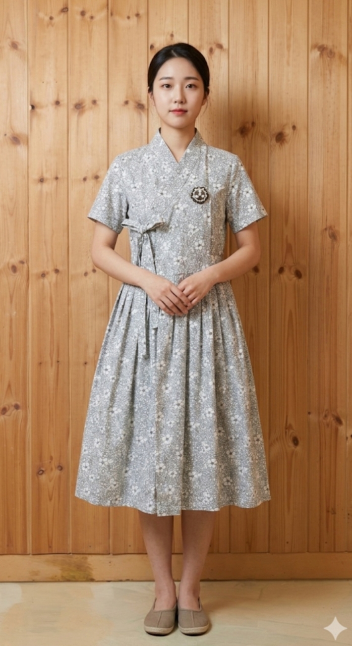 * 철릭 스타일 생활복 롱 원피스      ( 새 상품 )