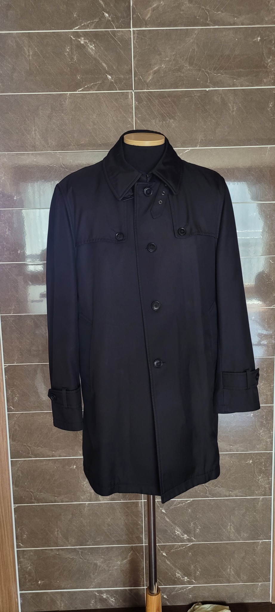 (남성100사이즈) 블랙 남성 트렌치 코트(봄.초여름.가을내피분리)