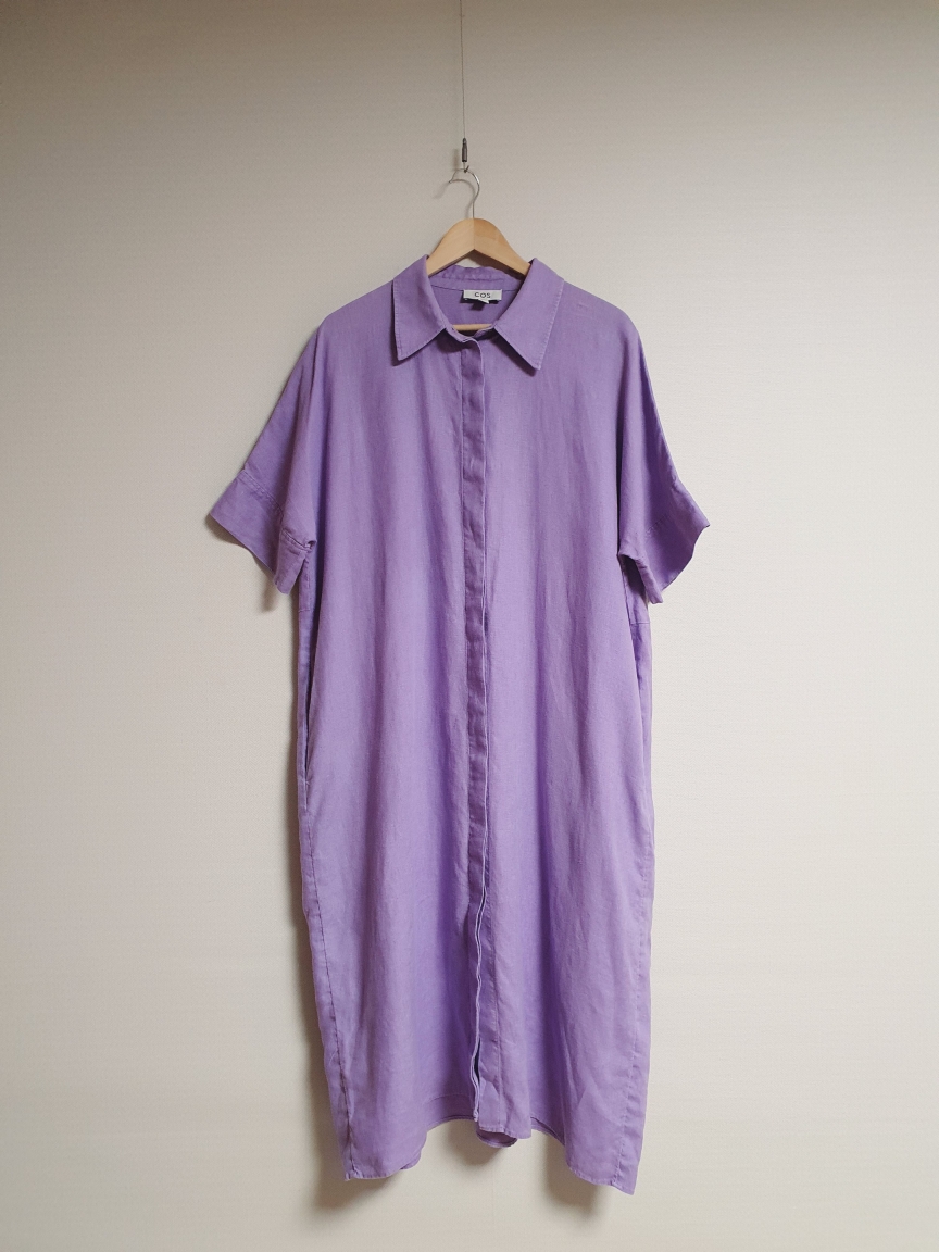 코스 COS 오버핏 바이올렛 린넨 셔츠 원피스 m 사이즈 정품 
