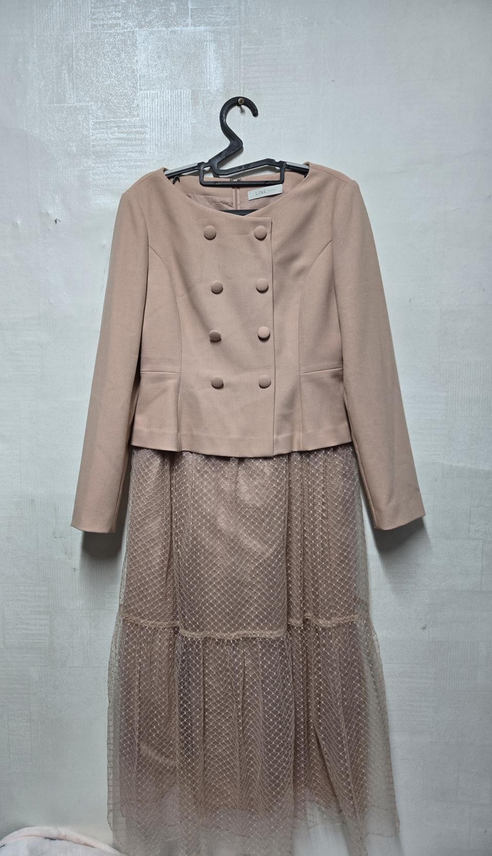 라인 더블버튼 레이스 세트업 원피스 66