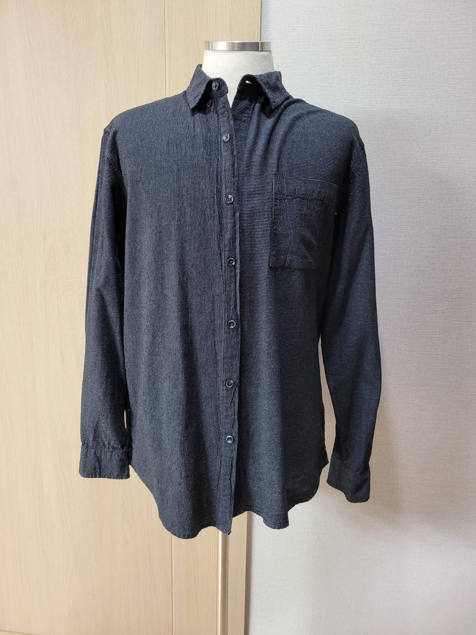 행텐 Hangten 남자 스트라이프 샴브레이 셔츠 105 블랙