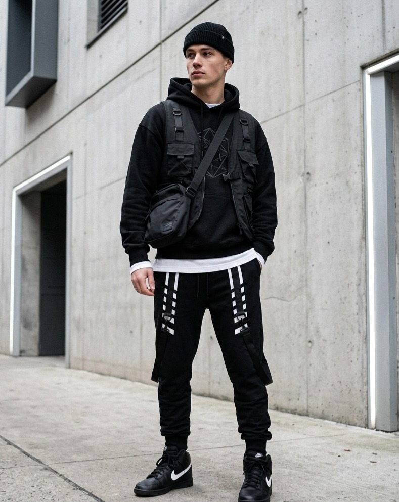 ​[UNCMN] 스트릿 테크웨어 스트랩 카고 조거 팬츠(약28에서31정도