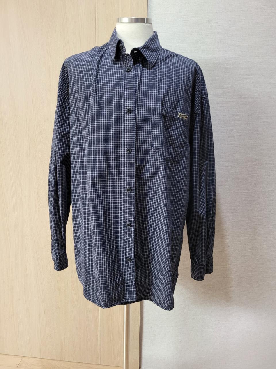 후아유 WHO.A.U 남자 오버핏 체크 셔츠 120 네이비