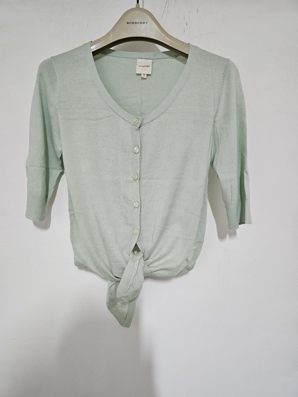 일본빈티지 로즈블릿 민트 타이프런트 5부 가디건 55