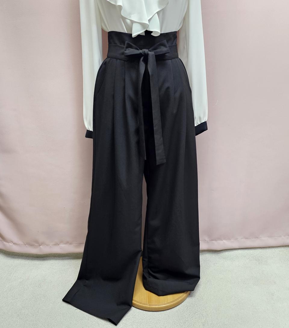 (새상품) 하이 리본 핀턱 팬츠 슬랙스