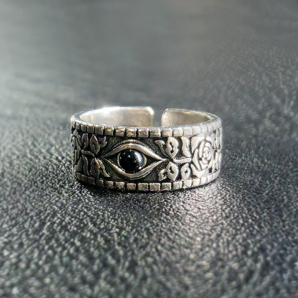 Ayn 실버 남자 엔틱 빈티지 명품 고대 장미 눈 반지
