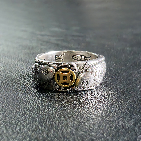 Koi 백동 남자 엔틱 빈티지 명품 재물운 금전운 잉어 반지