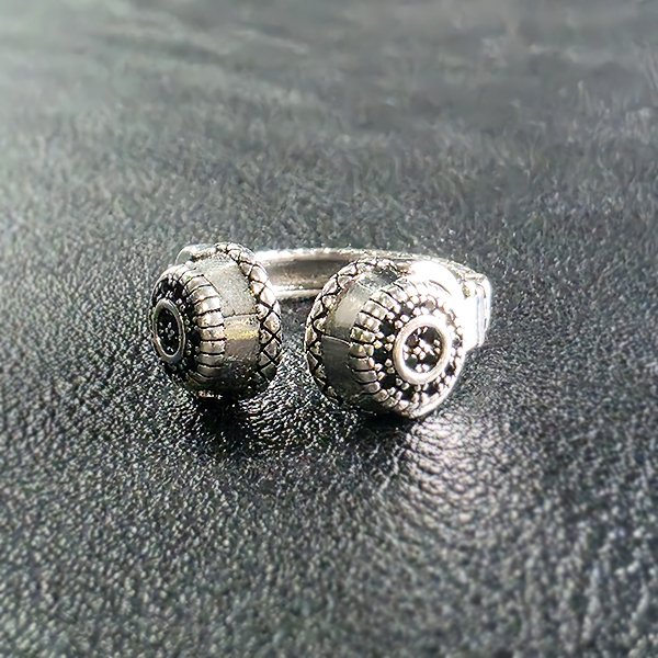 Cymatic 실버 남자 엔틱 빈티지 명품 사이버펑크 헤드셋 반지