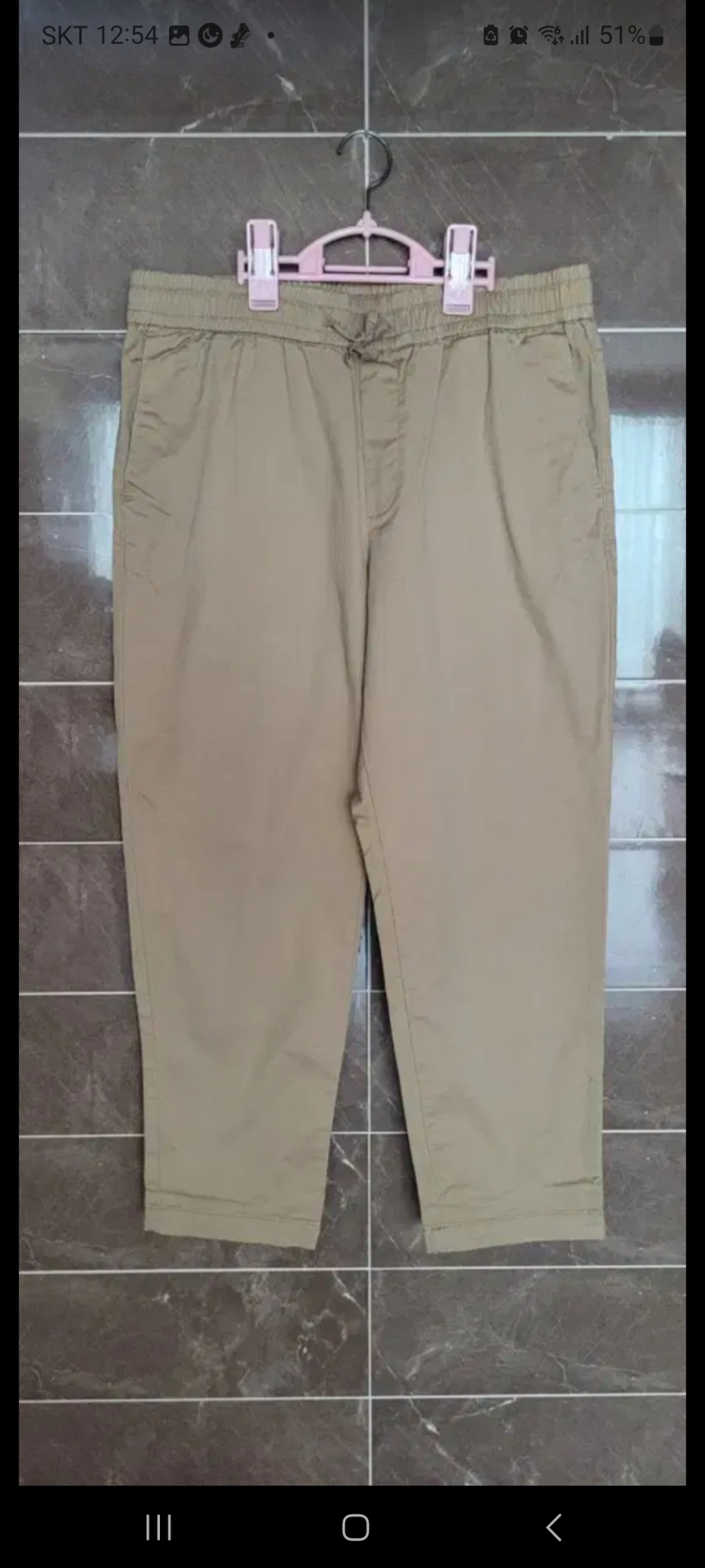 (남성34~38인치)허리밴딩 베이지 면바지(봄~초여름)