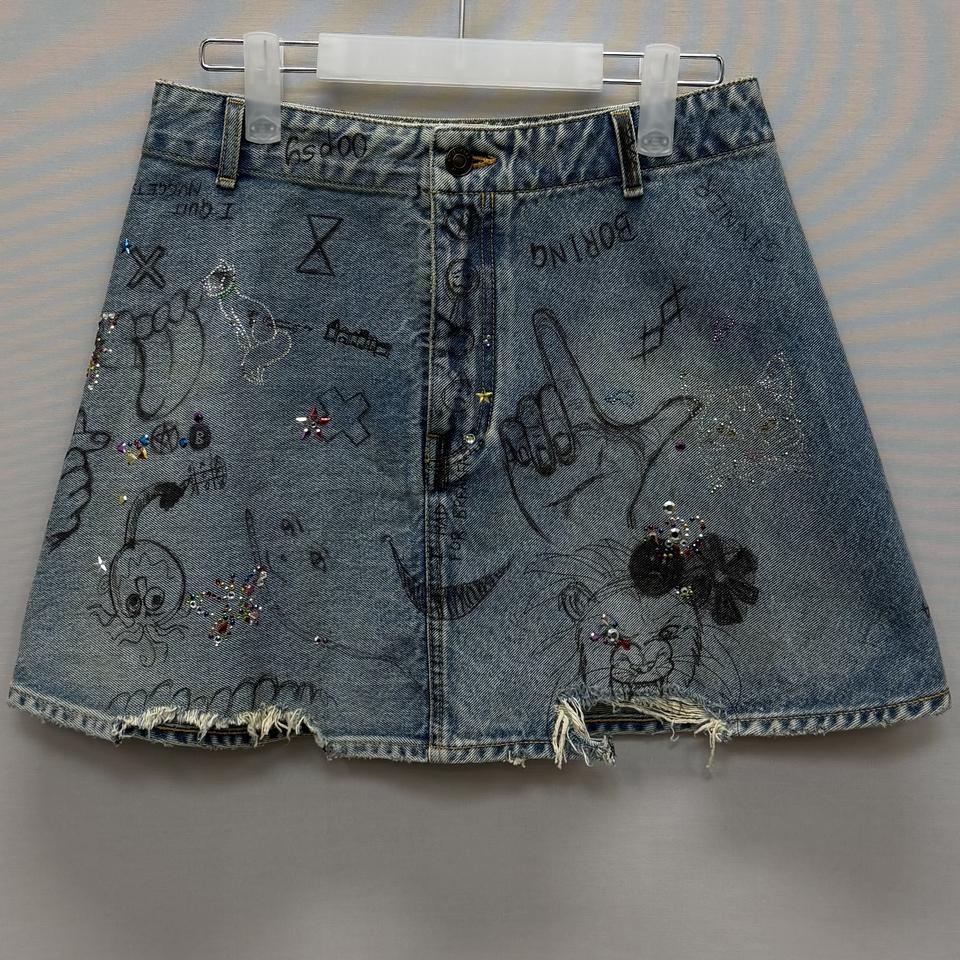발렌시아가 그래피티 디스트로이드 크리스탈 데님 스커트 ( 28 ) 
