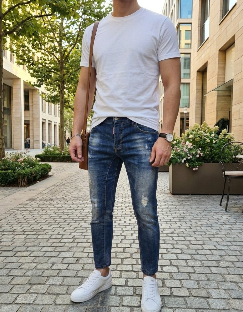 디스퀘어드2 화이트 페인팅 디스트로이드 슬림진 (사이즈 48) 약30에서