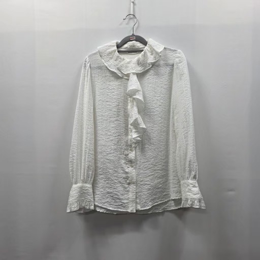 0072 it MICHAA 프릴 블라우스 화이트 여성 55~66 러블리