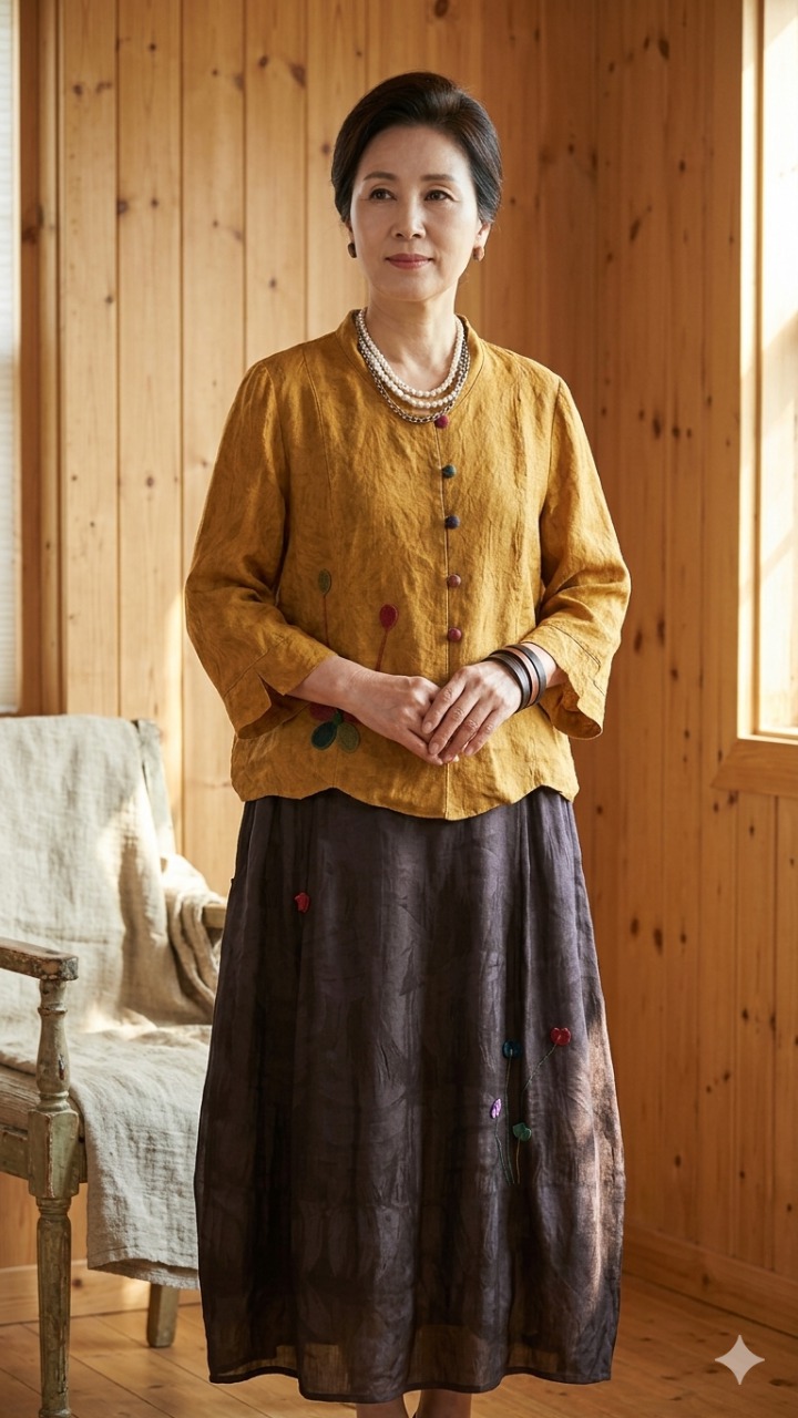 * 천연염색 자갸드 인견 생활복셋트 (새상품)