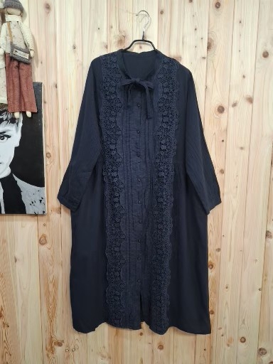 앞단추  레이스  롱 원피스