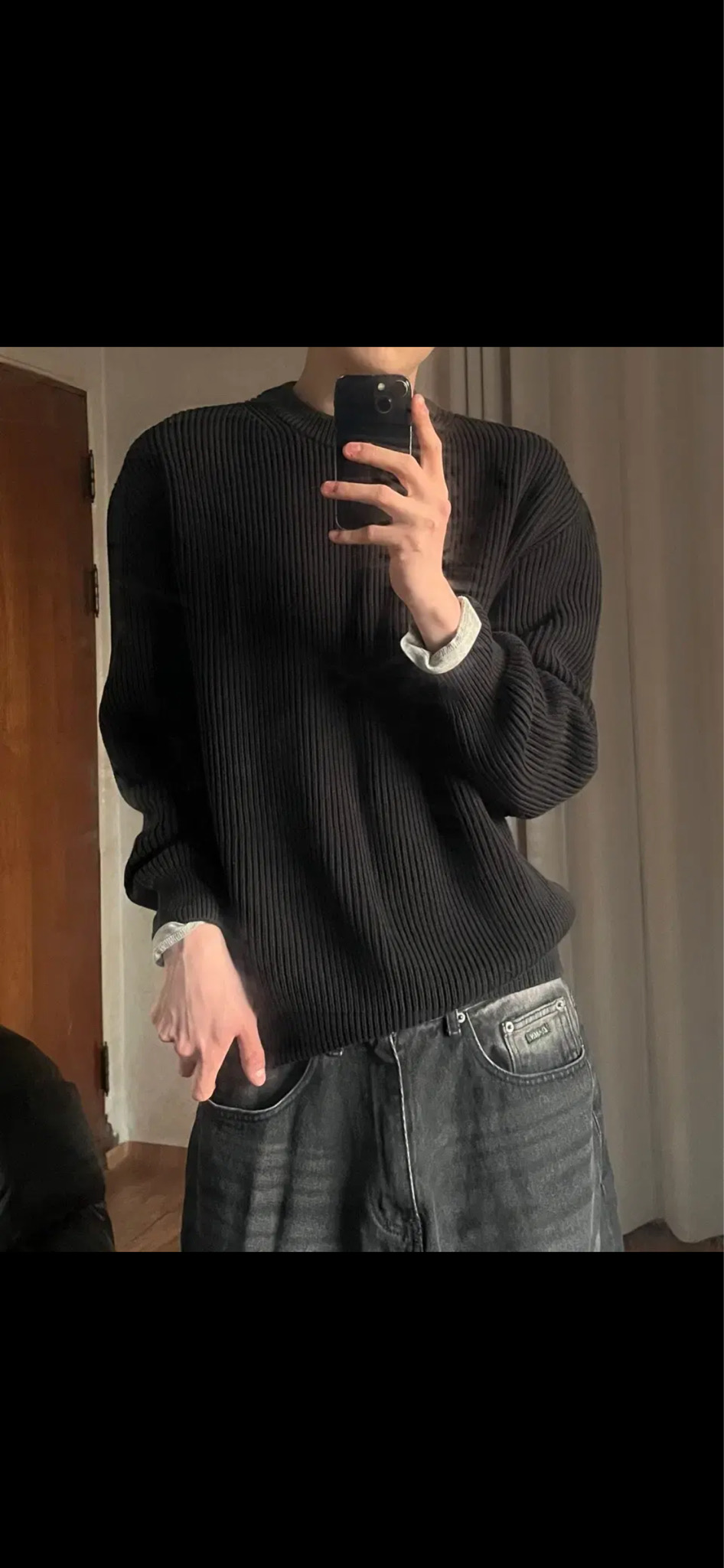 스테디 에브리웨어 크루넥 코튼 립 니트 3사이즈