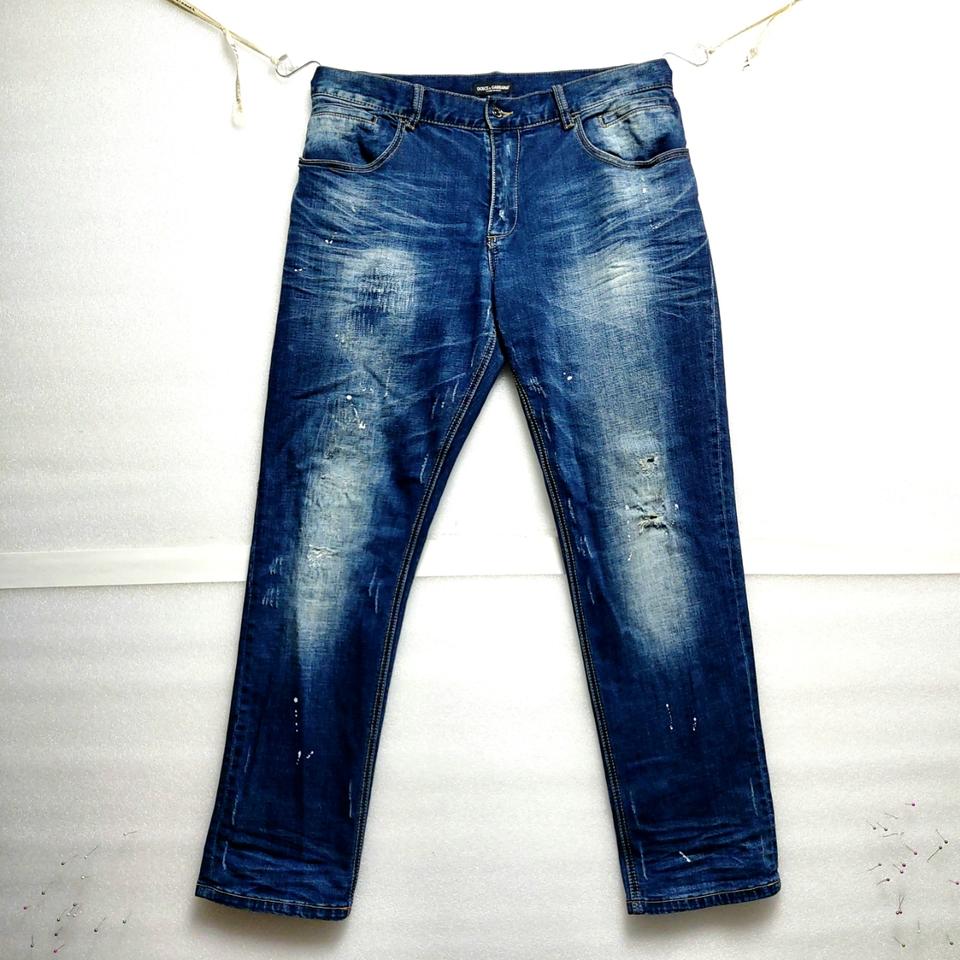 돌체앤가바나 청바지34-35/페인트진 찢청 스판