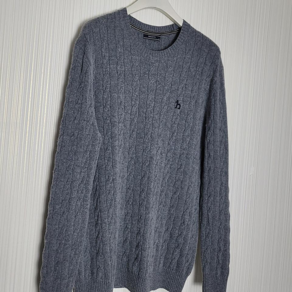 105_헤지스 울캐시미어 케이블 니트 그레이 라운드 풀오버