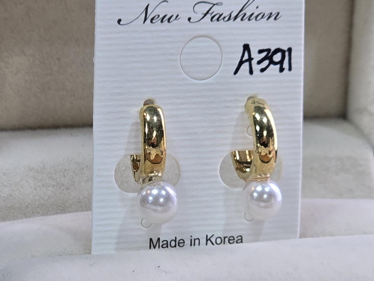 진주 포인트 원터치 귀걸이