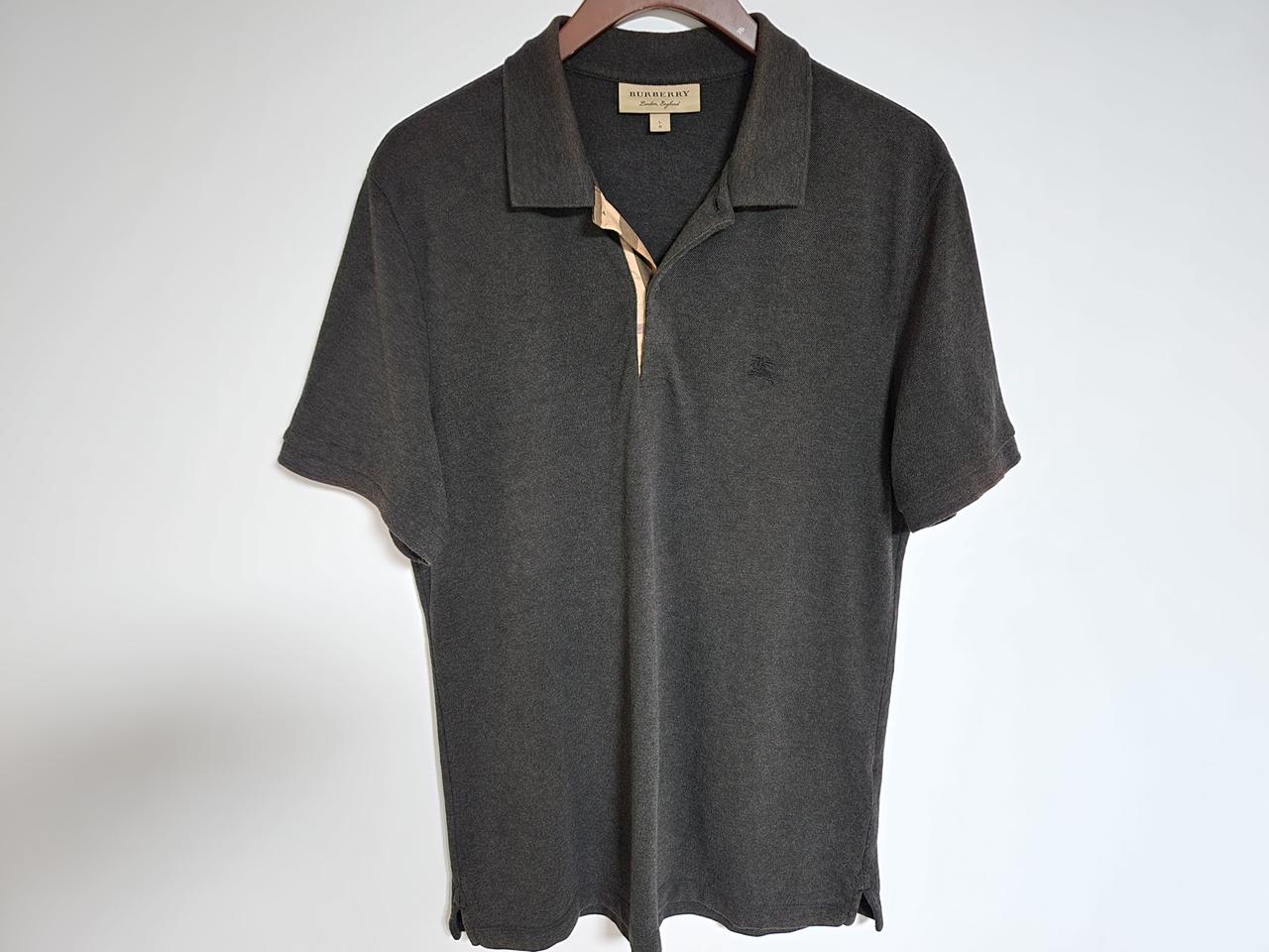 L 버버리 차콜 체크 기사 자수 반팔티 8004580