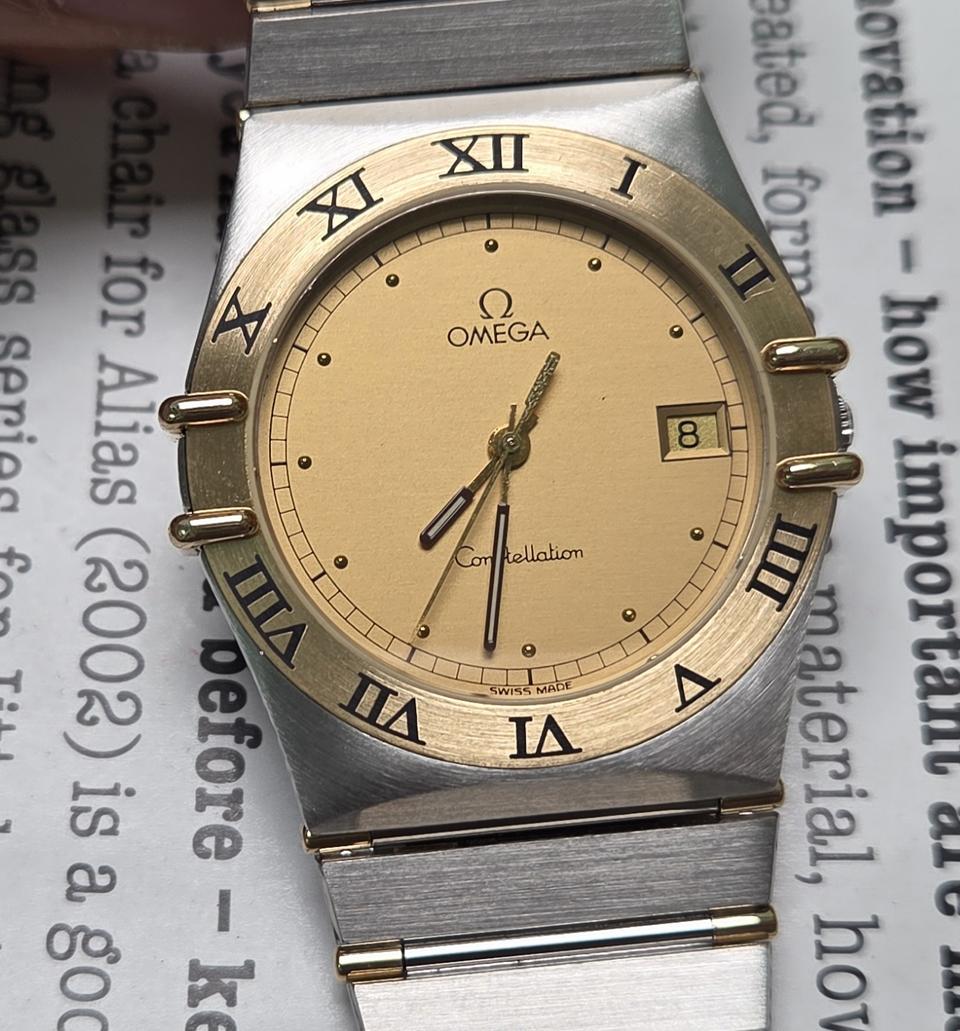 빈티지 오메가 컨스틸레이션 골드콤비 하프바 쿼츠 남성용 브레이슬릿 ver