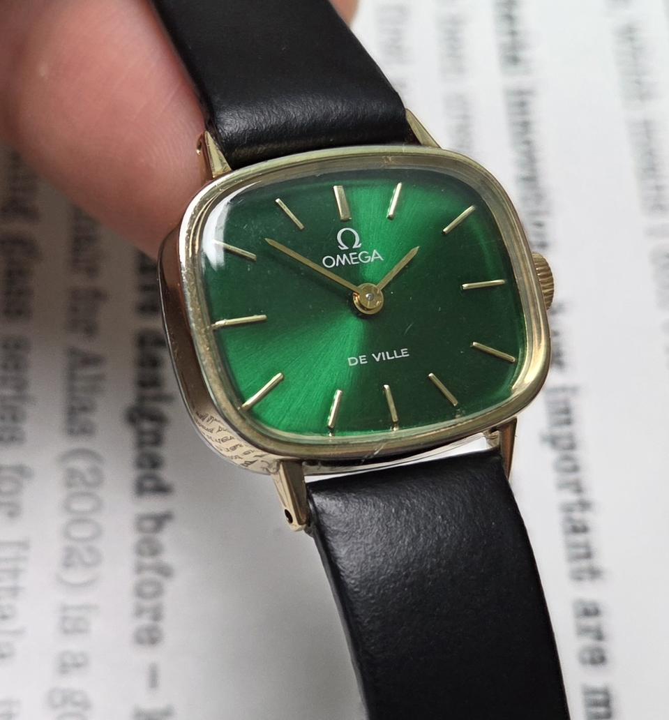 빈티지 오메가 드빌 테레비 썬레이그린 수동 메커니컬 여성용