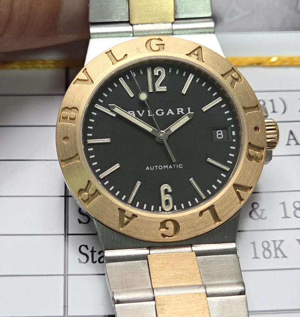 불가리 디아고노 18K콤비 LCV35SG 블랙판 오토매틱 브레이슬릿 ve