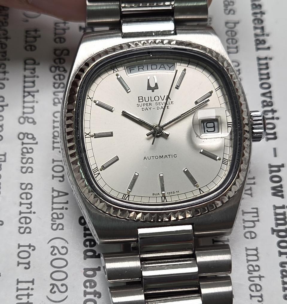 빈티지 부로바 슈퍼세빌 테레비형 데이데이트 실버판 통줄 브레이슬릿 ver