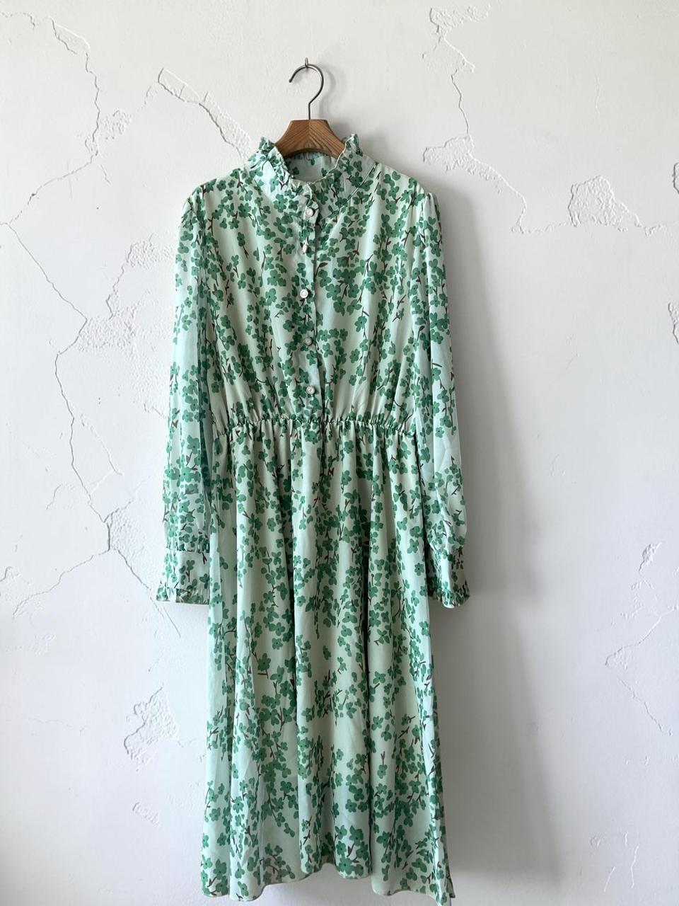 여성 롱 원피스 플라워 쉬폰 그린 봄원피스 하객룩 데일리 [택포]