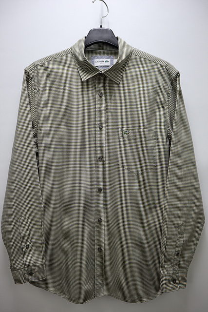 라코스테 카키체크 셔츠 슬림 드라이완료