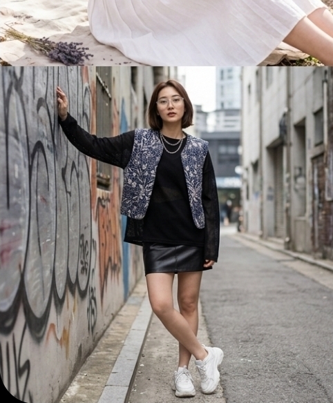 새상품/M 망고(MANGO) 플로럴 자수 퀼팅 베스트