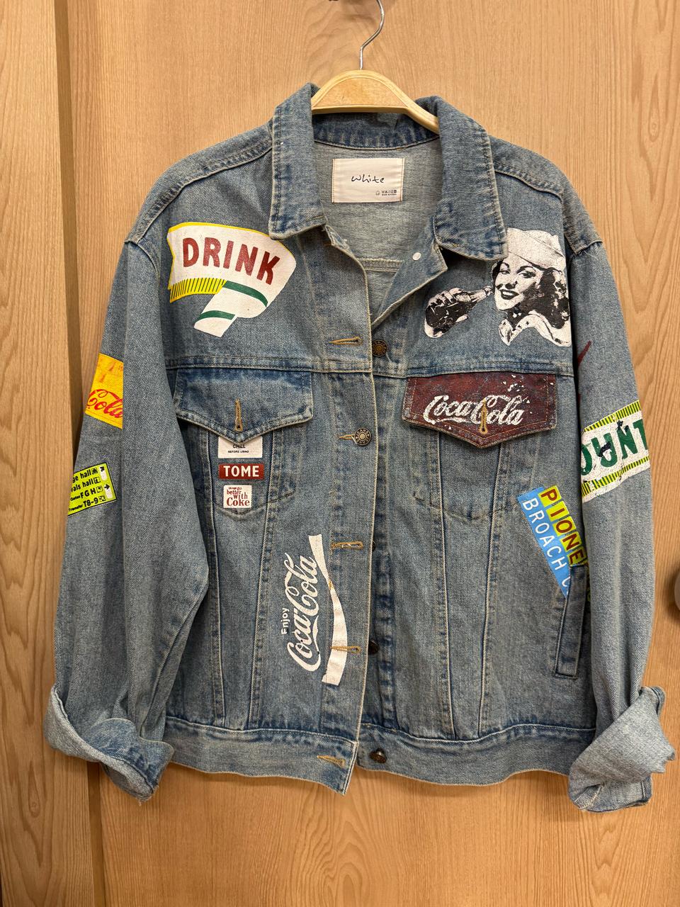 코카콜라페인팅데님자켓 여성청자켓