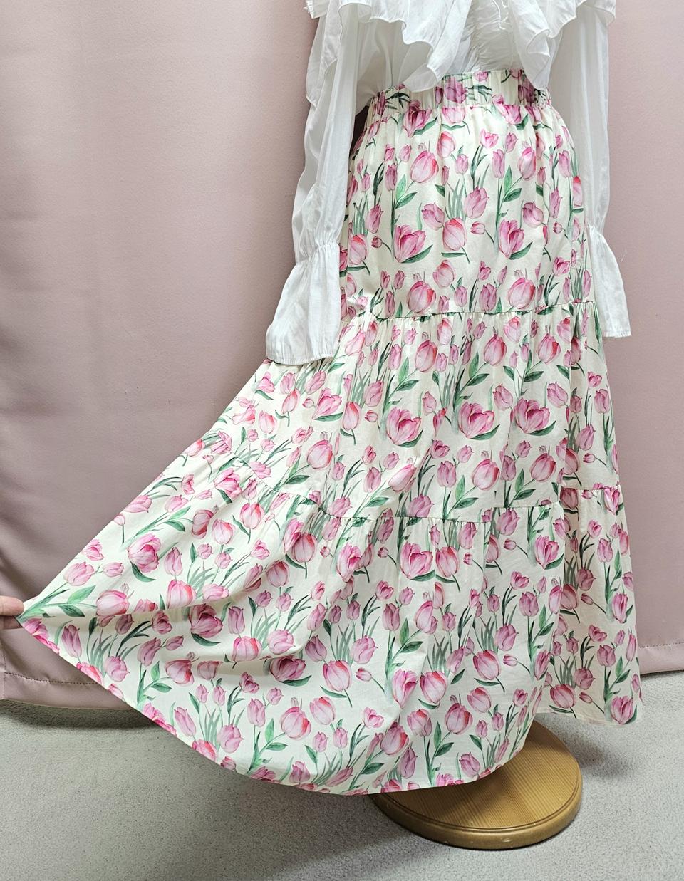 러블리 튤립 롱스커트