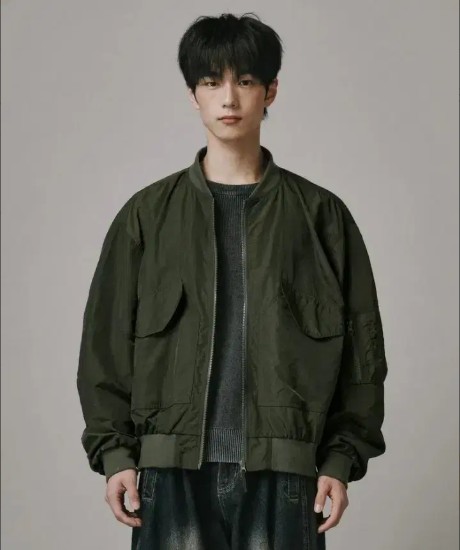1529/버던트 셔링 나일론 봄버자켓/2025ss/S/구제나라앨리스