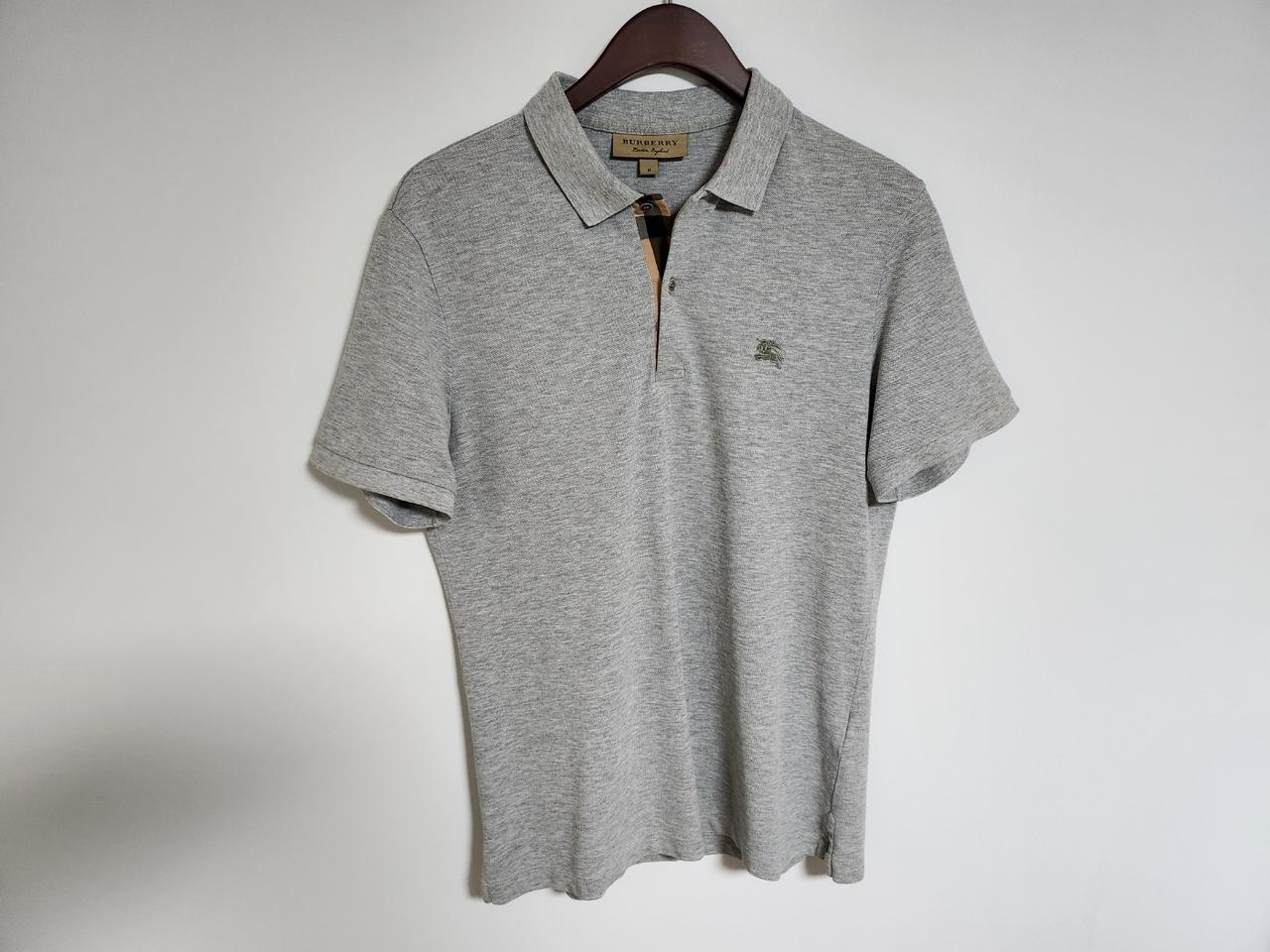 M 버버리 그레이 체크 반팔 카라티 3955999
