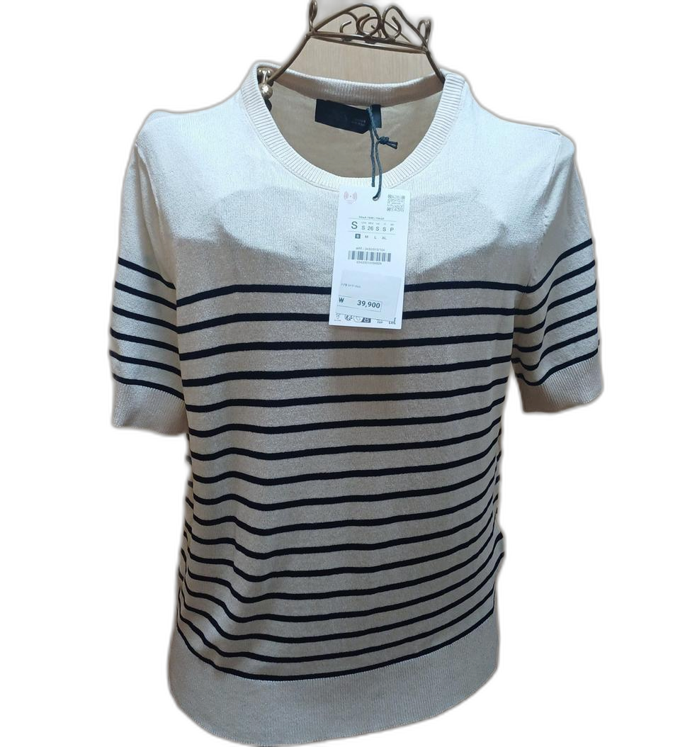 [새상품/S] 자라(ZARA) 스트라이프 반팔 니트(26년4월제조)