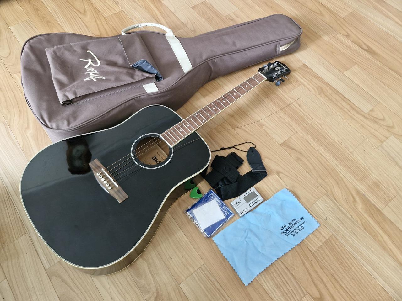 Indie 인디 어쿠스틱 통기타 (기타줄1X, 헤드머신2X)