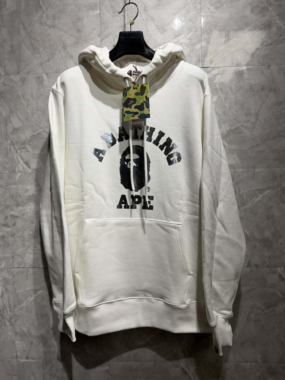 베이프 화이트 로고 후드티